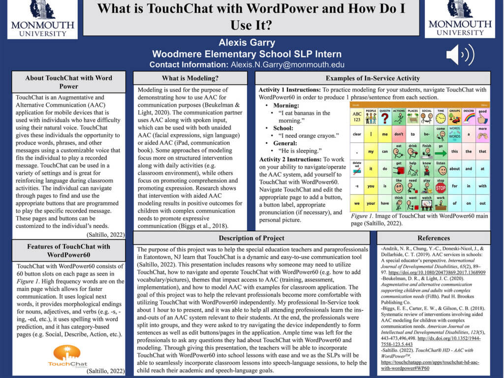 Poster Presentation: What is TouchChat with WordPower and How Do I Use It? by Alexis Gary