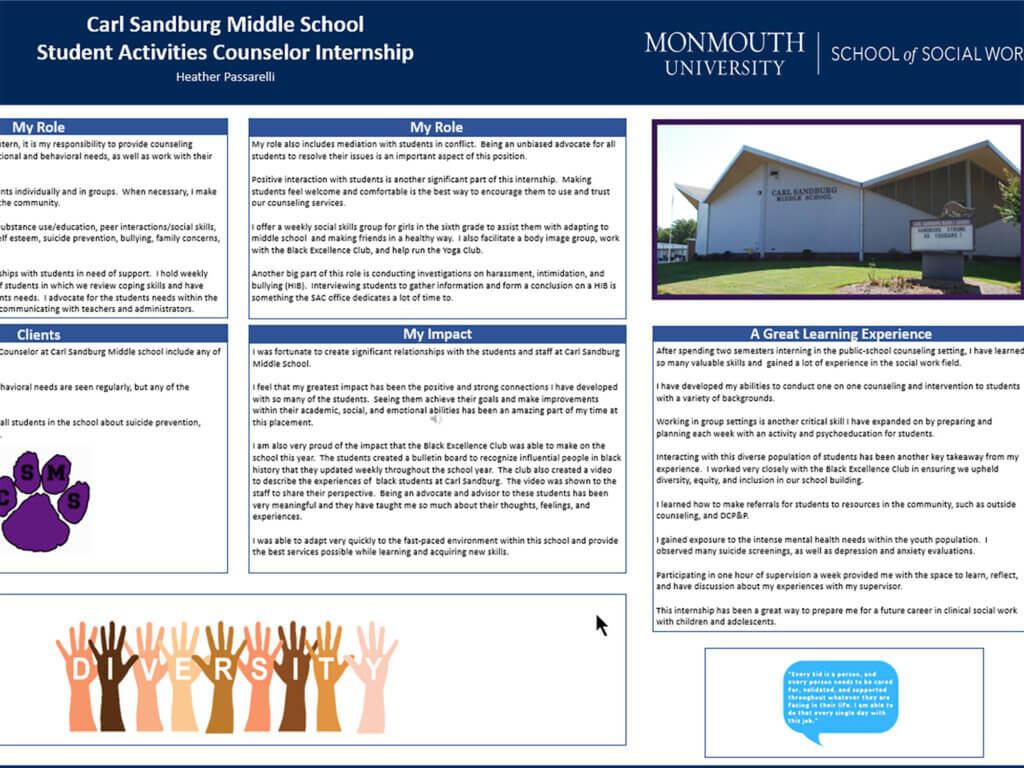 Poster Presentation: Carl Sandburg Middle School Student Activities Counselor Internship by Heather Passarelli