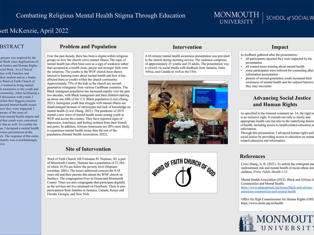 Poster Presentation: Combatting Religious Mental Health Stigma Through Education by Jossett McKenzie