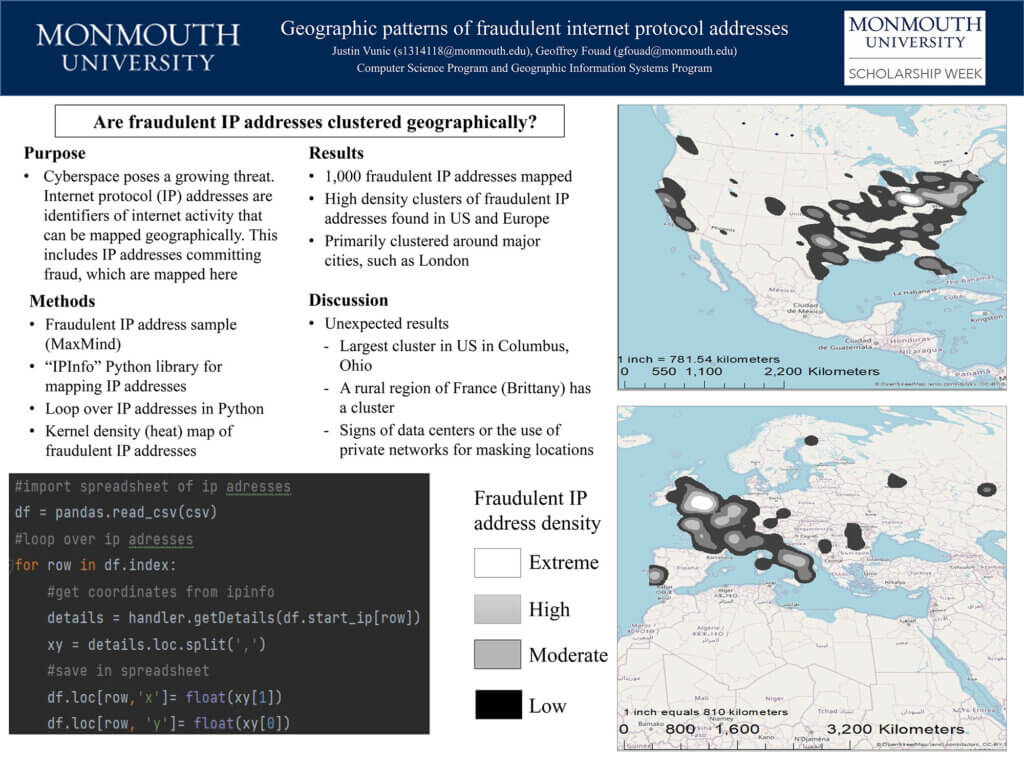 HawkTalk Poster: Geographic Patterns of Fraudulent Internet Protocol Addresses by Justin Vunic