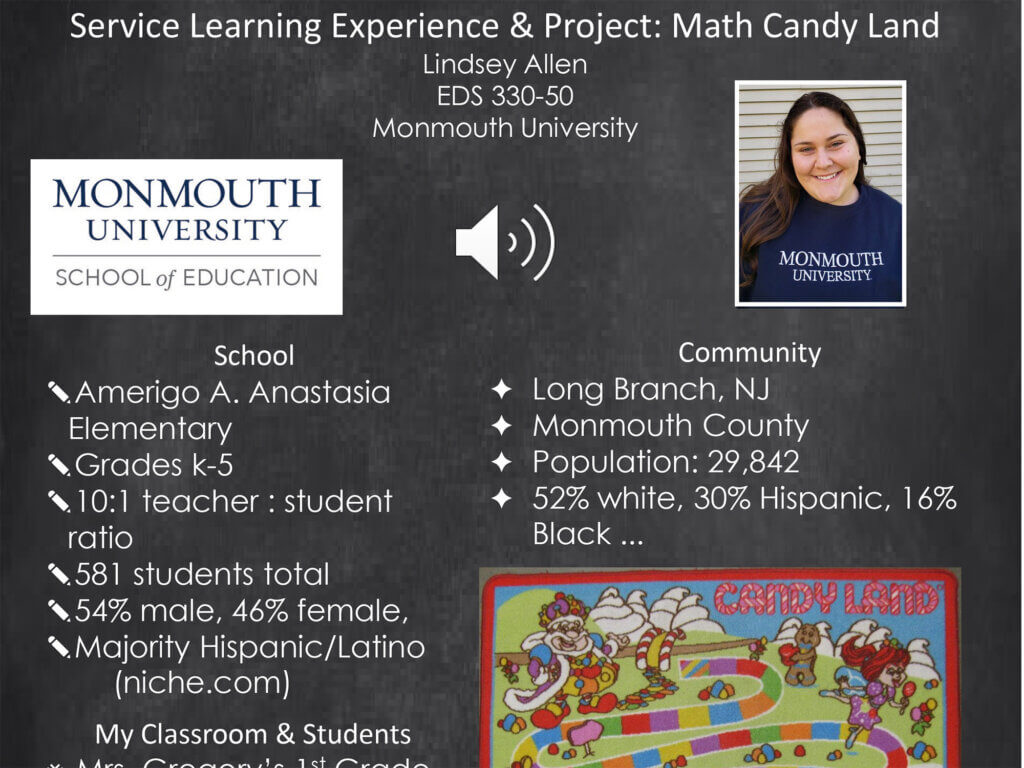 Poster Presentation: Service Learning Experience and Project: Math Candy Land by Lindsey Allen