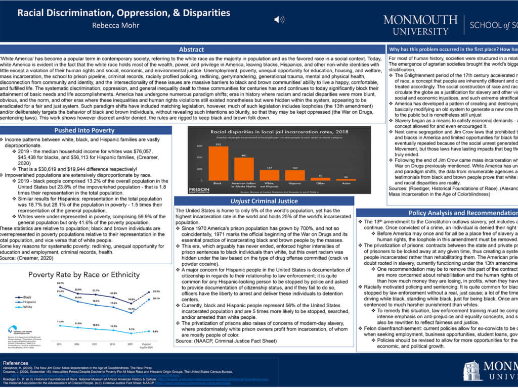 Poster Presentation: Racial Discrimination, Oppression, & Disparities by Rebecca Mohr