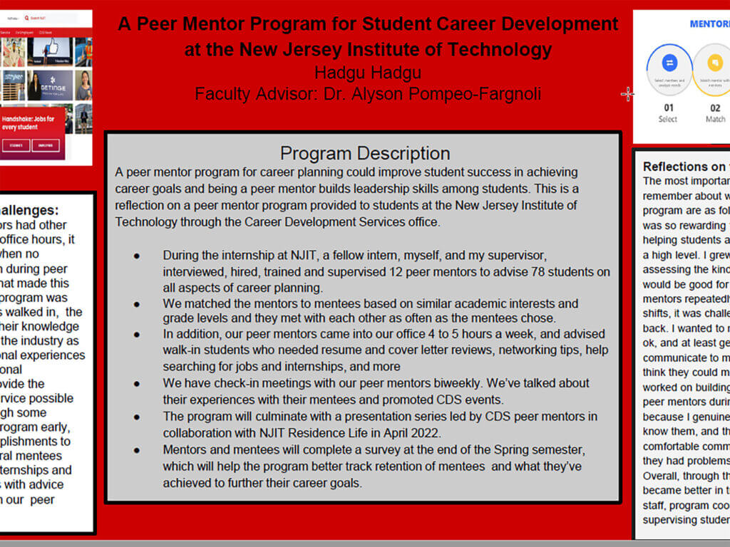Poster Presentation: A Peer Mentor Program for Student Career Development - NJ Institute of Technology by Hadgu Hadgu