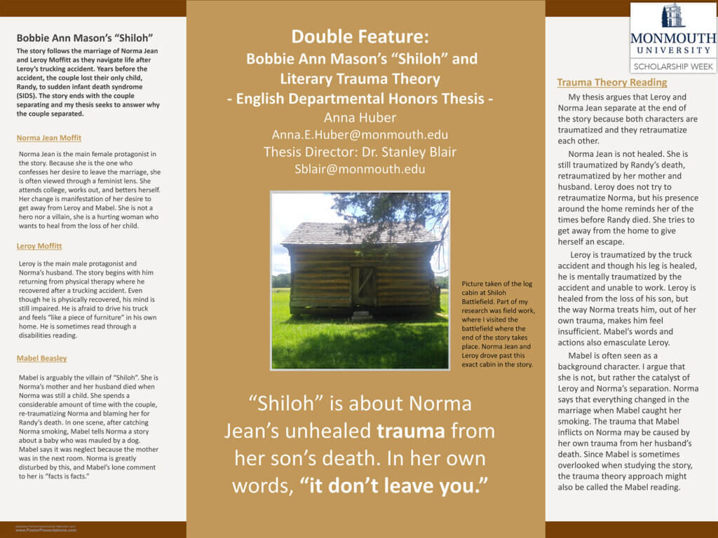 HawkTalk Poster: Double Feature: Bobbie Ann Mason’s “Shiloh” and Literary Trauma Theory by Anna Huber
