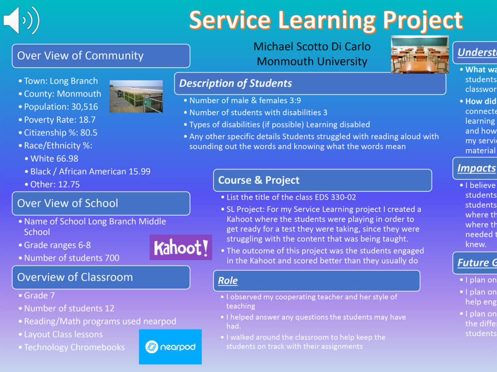 Poster Presentation: Service Learning Project by Michael Scotto Di Carlo