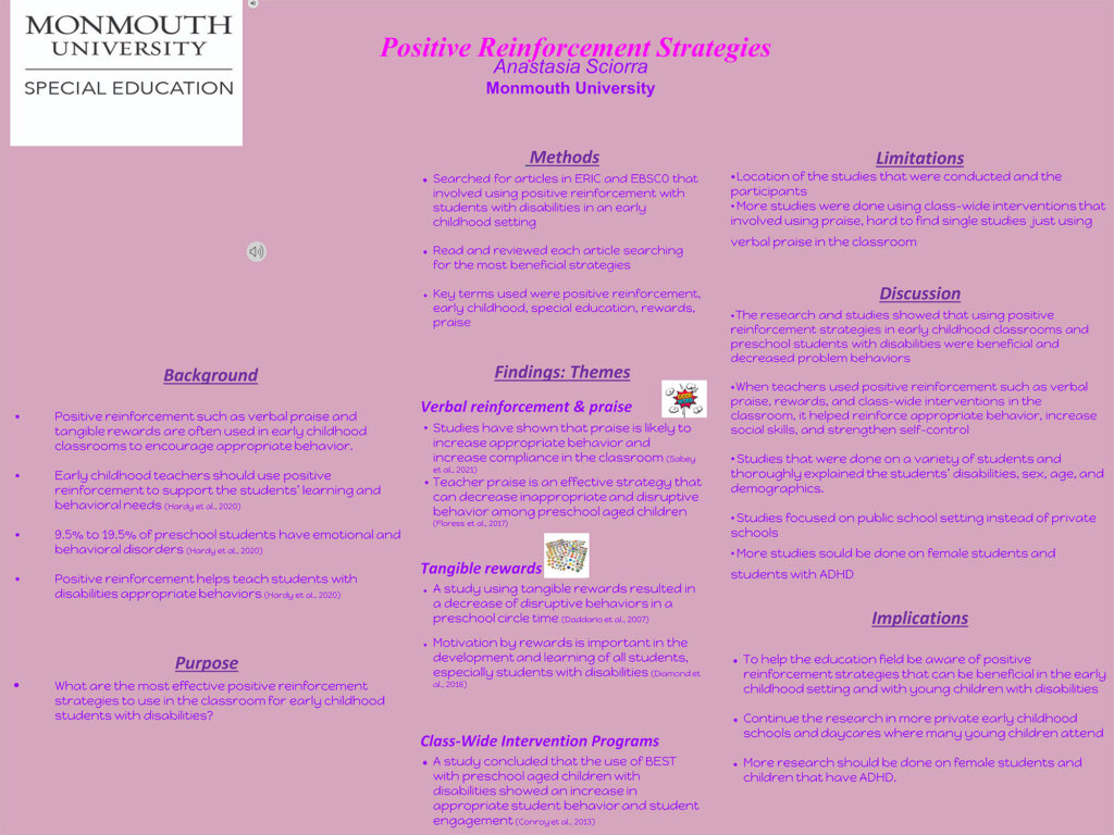 Poster Presentation: Positive Reinforcement Strategies by Anatasia Sciorra