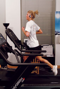 Student on Treadmill in Hawk's Den