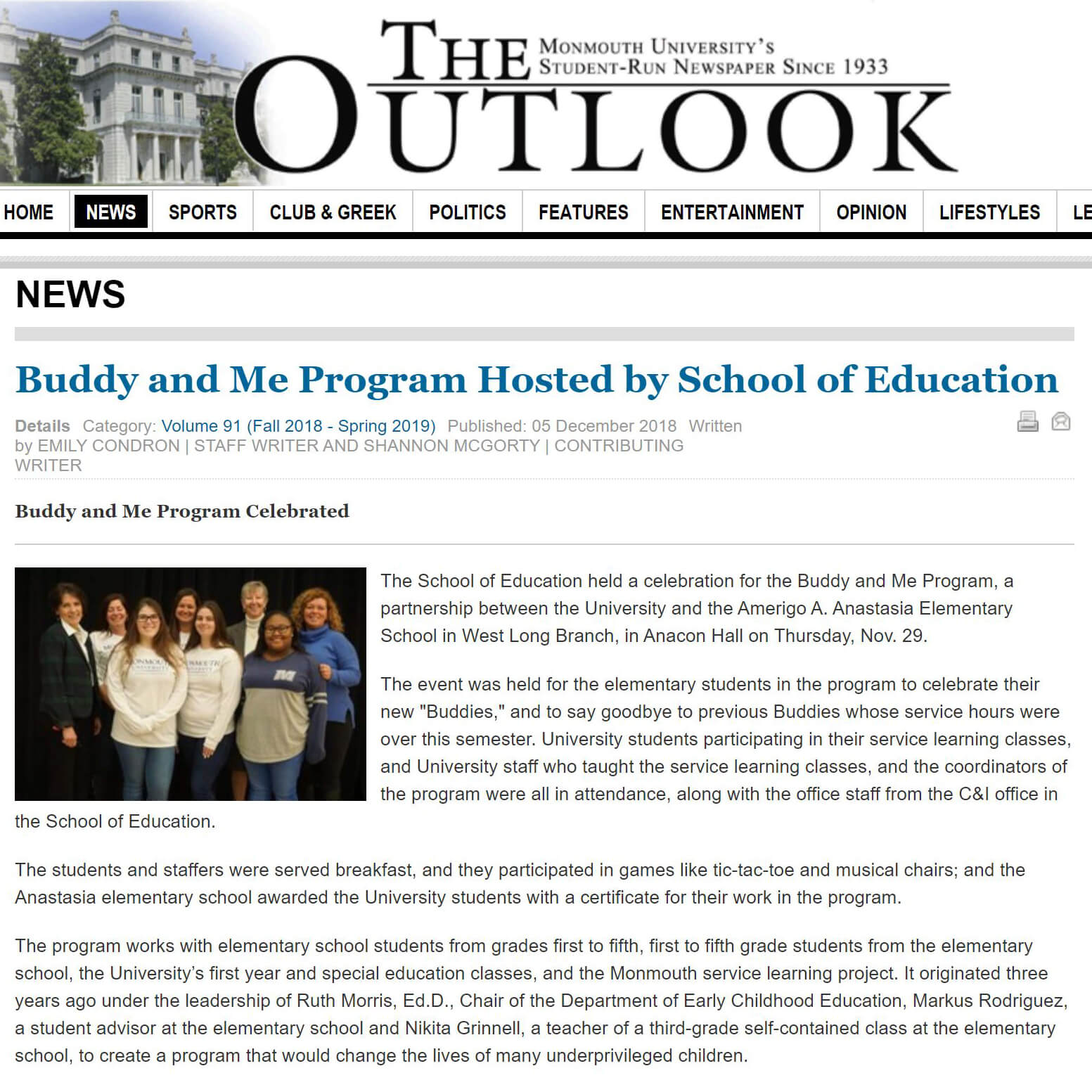 Buddy and Me | School of Education | Monmouth University