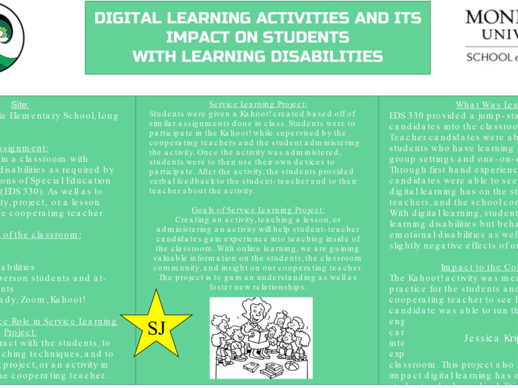 Poster Image: Digital Learning Activities and It's Impact on Students with Learning Disabilities by Jessica Krippa