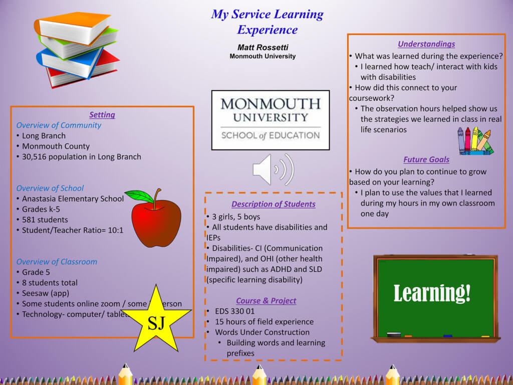 Poster Image: My Service Learning Experience by Matthew Rossetti