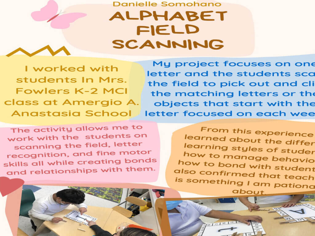 Photo of Alphabet Field Scanning poster by undergraduate Danielle Somohano