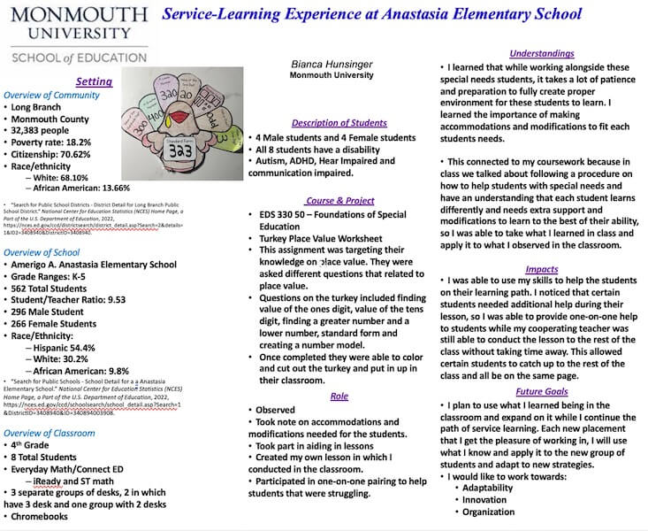Service-Learning Experience at Anastasia Elementary School