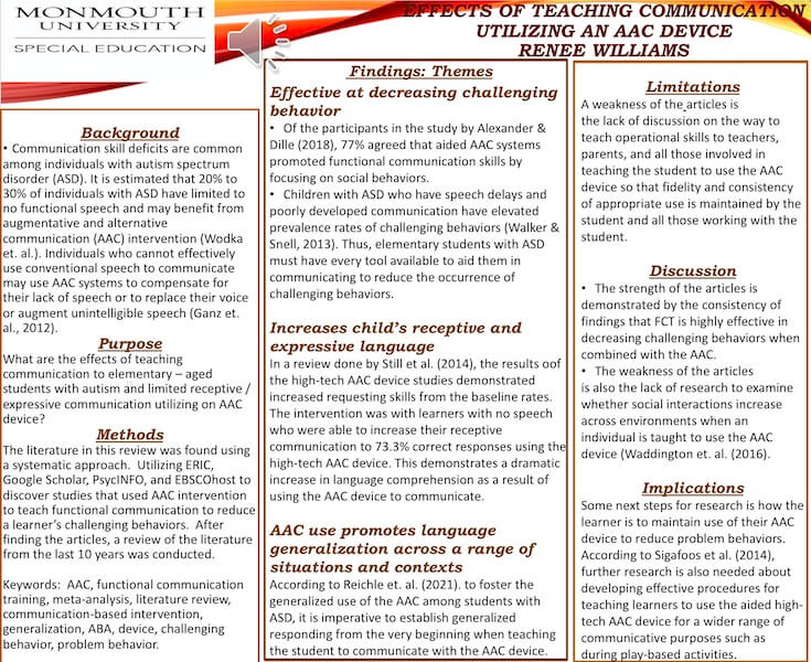 Effects of Teaching Communication to Elementary-Aged Students Diagnosed with Autism Utilizing an AAC Device