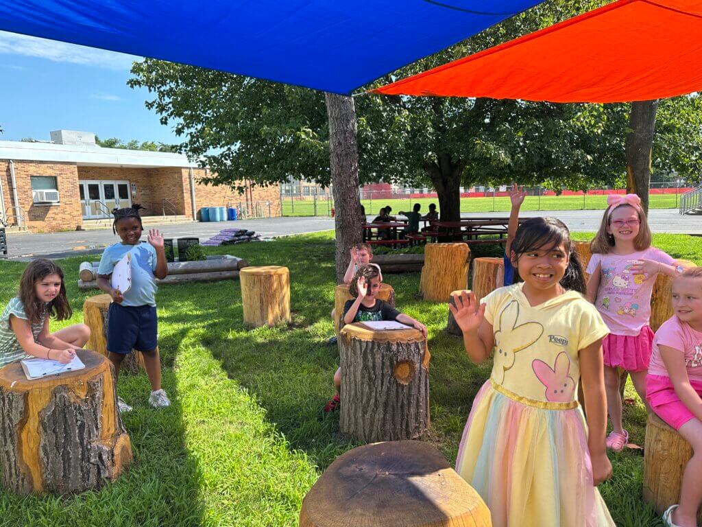 Children playing outside.
