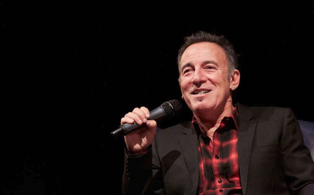 Bruce Springsteen speaking at Monmouth during a special talk hosted by the University this January.