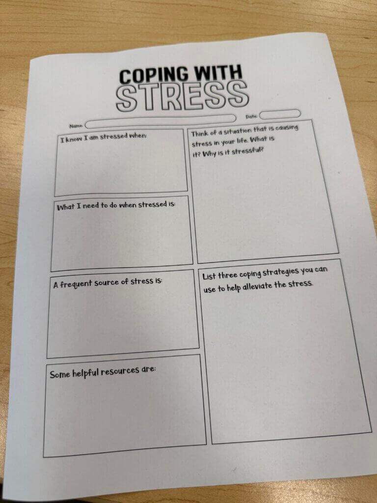 A questionnaire asking question on coping with stress.
