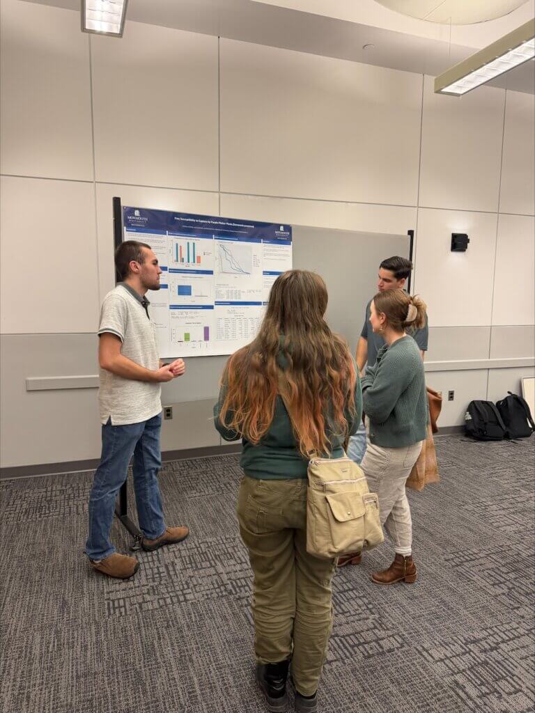 group of people observing poster presentation