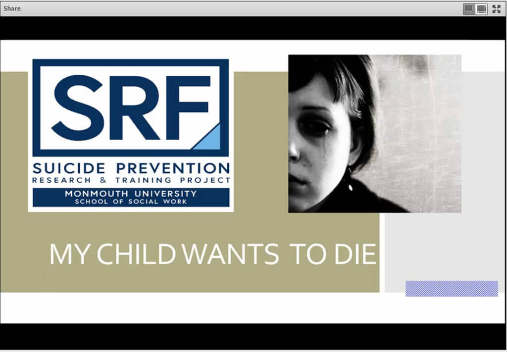 Screen shot image from Suicide Prevention Webinar for Parents and Caregivers 