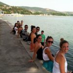Photo of MU students gathering at Italian coast for a rest- Click to view larger image