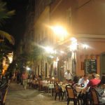 Photo of outdoor dining at night n Cadiz Spain- Click to view larger image