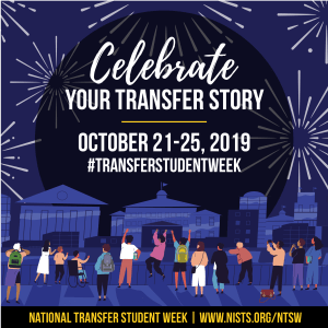 Image celebrating National Transfer Student Week, October 21-25, 2019