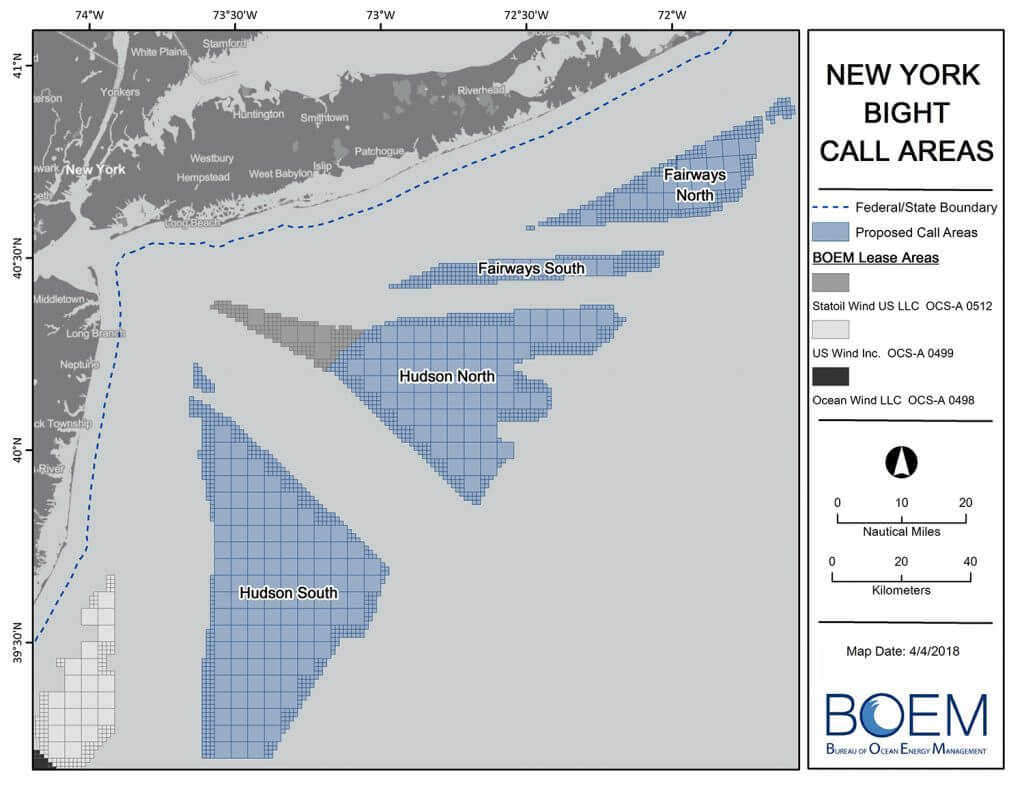 Photo of map detailing NY Bight Call Areas