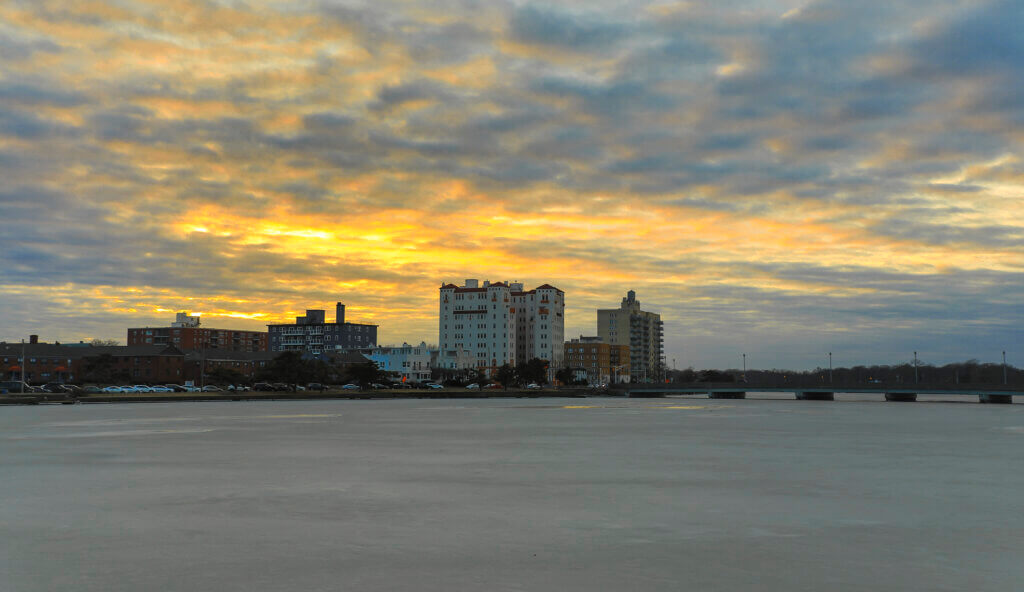 Deal Lake at sunset in Asbury Park.