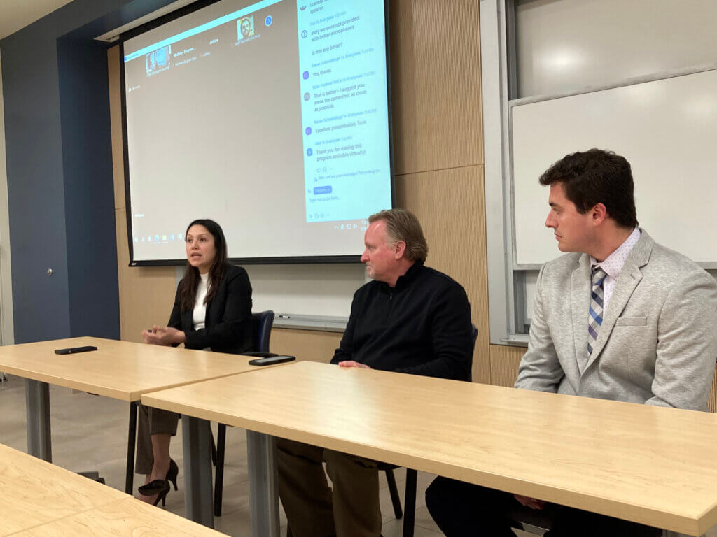 The panelists taking audience questions.