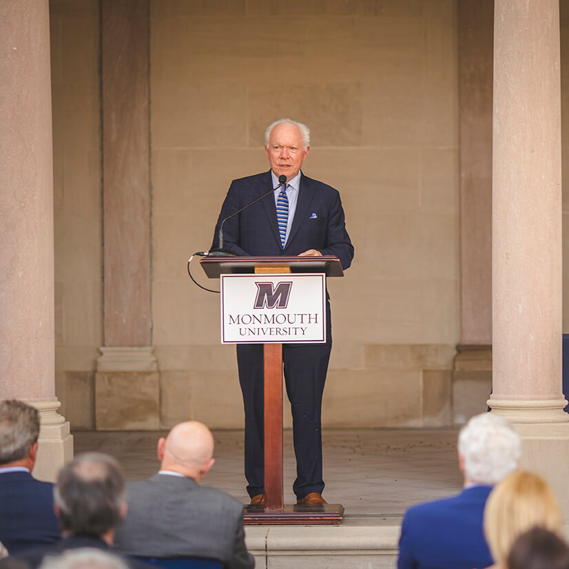 Tony MacDonald speaking from lectern