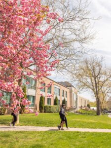Something about spring at Monmouth just feels different. Happy first day of spring #HawkFamily 🌸