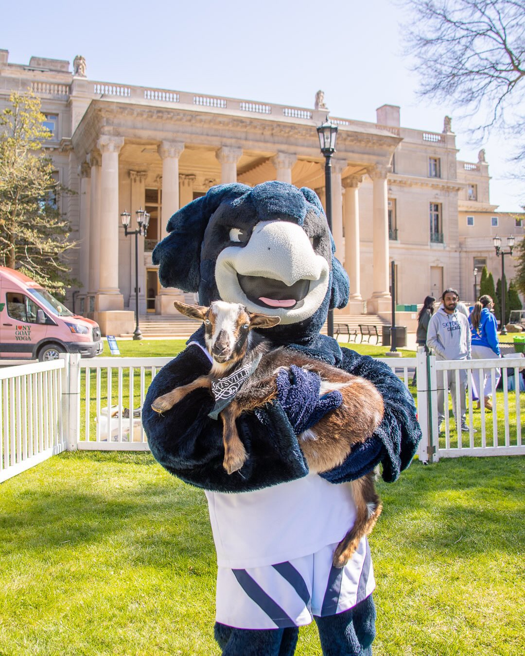 The greatest of all time.🐐 Happy Mascot Day to the one and only. @shadowthehawk 💙 #MonmouthU